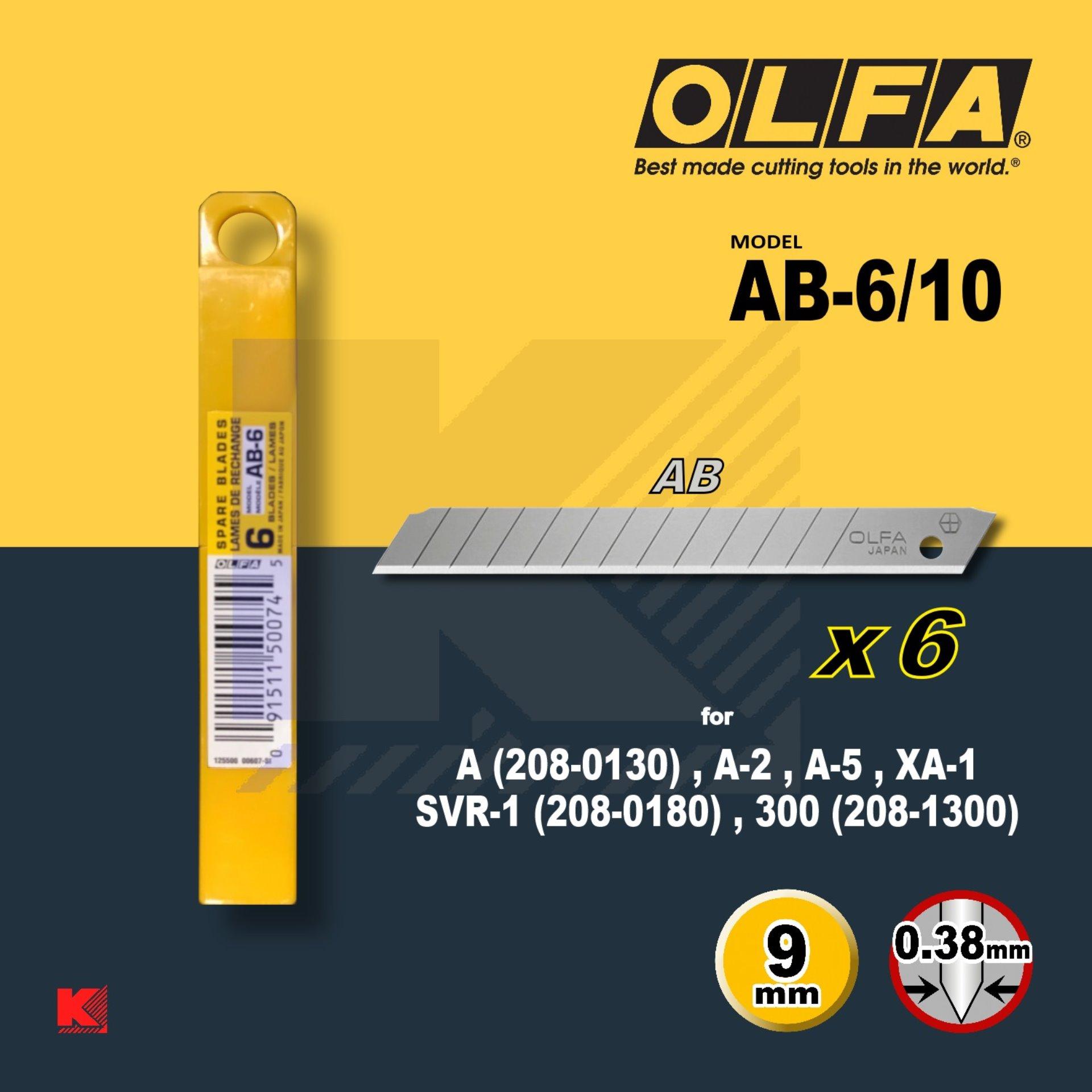 ใบคัตเตอร์ OLFA รุ่น AB-6/10 (ใบมาตรฐาน 80 มม.แหลม 45 องศา)