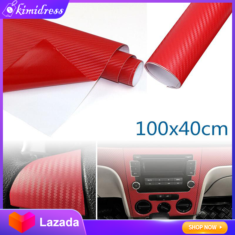 Kimidress 100*40 ซม.3D รถ/แท็บเล็ตภายในสีแดงอุปกรณ์เสริมแผงไวนิลคาร์บอนไฟเบอร์ Wrap สติกเกอร์