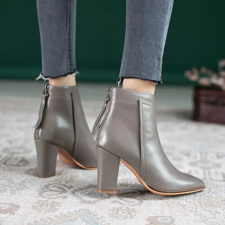 leather gray boots