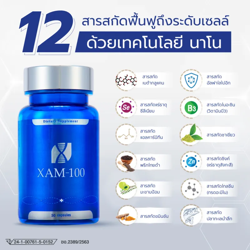 ภาพสินค้าXAM-100 ผลิตภัณฑ์เสริมอาหาร 1 กระปุก ขนาด 1 เดือน 30 แคปซูล แถมฟรี POZ-B Postbiotic จำนวน 2 ซอง จากร้าน Thelabofficial บน Lazada ภาพที่ 6