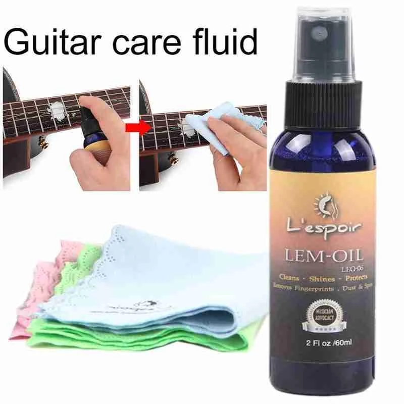 60Ml น้ำมันมะนาวกีตาร์ กีตาร์ Fingerboard น้ำมันพยาบาล Fretboard น้ำมันมะนาว + ผ้า ing ชุด Universal กีตาร์ Ukulele Bass Care เครื่องมือ