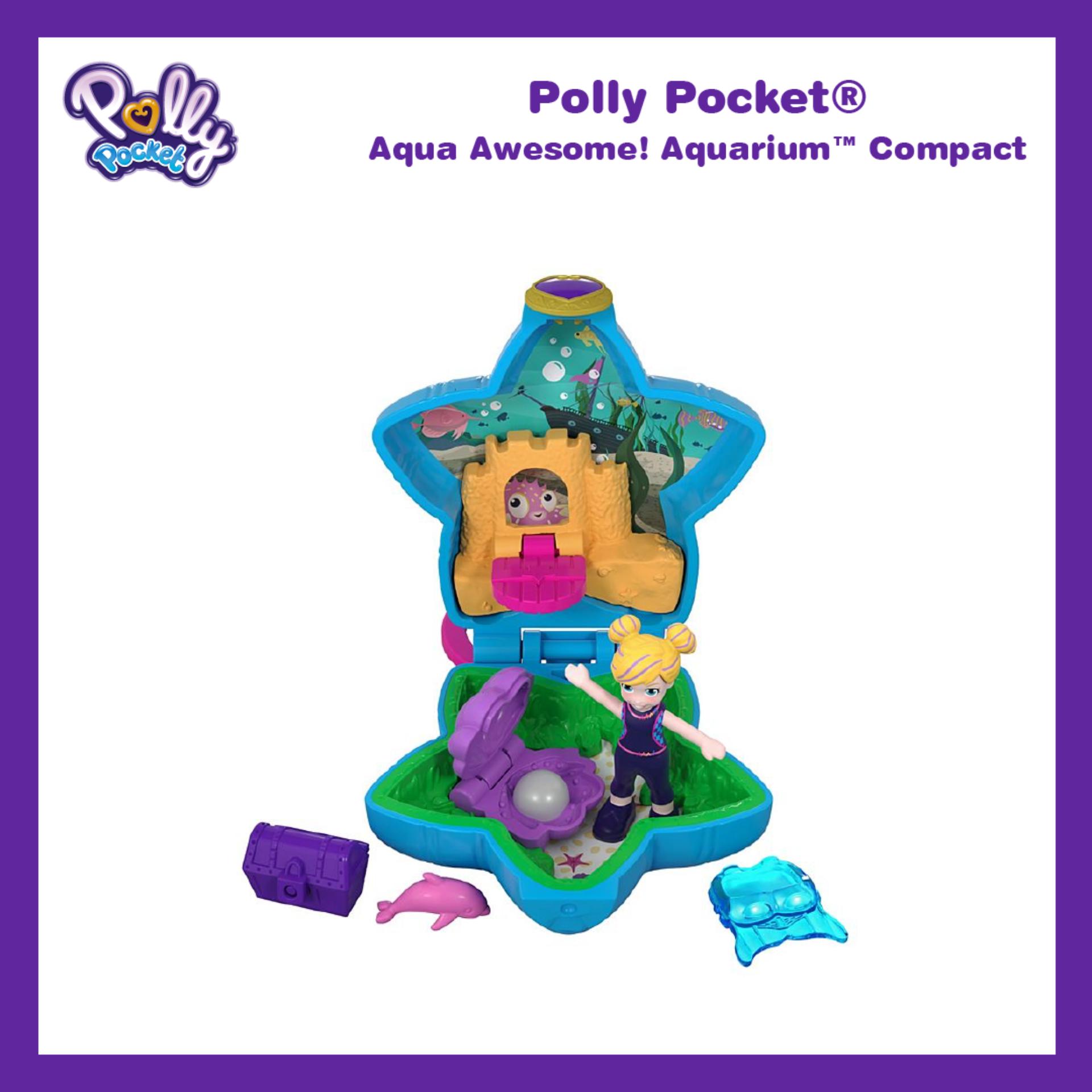 Polly Pocket™ Aqua Awesome! Aquarium™ Compact ตุ๊กตา พอลลี่ พ็อคเก็ต อะควา ออซั่ม อความเรี่ยม ของเล่นเด็ก ขนาดพกพา