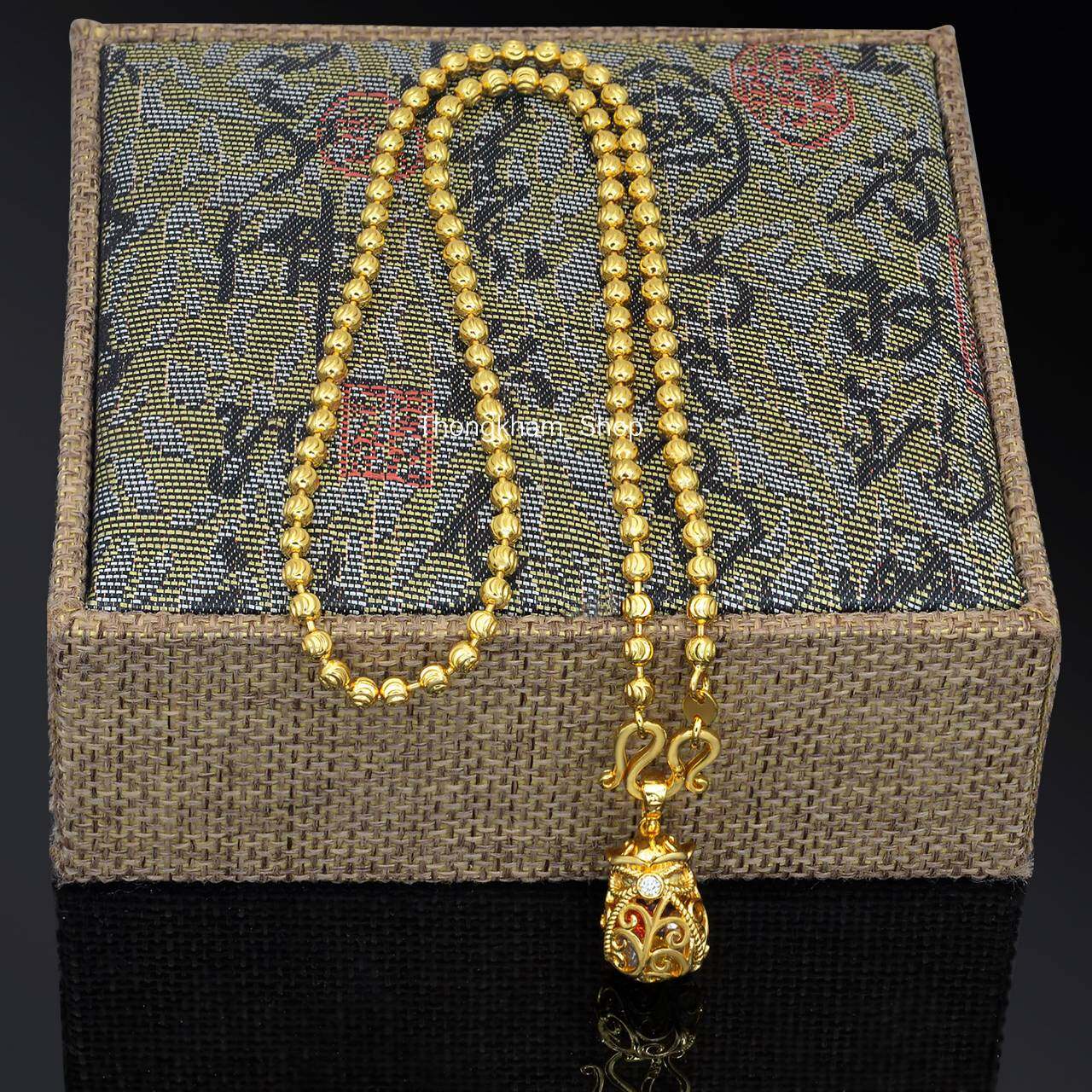 สร้อยคอจี้ถุงทองประคองทรัพย์ จี้ถุงทองนพเก้า ทองสองกษัตริย์ สร้อยคอลายเม็ดมะยม