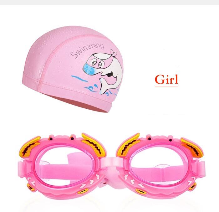ชุดอุปกรณ์ แว่นว่ายน้ำ สำหรับเด็ก Swim Goggles Set for Kids มีหมวกว่ายน้ำ + แว่นว่ายน้ำ ครบชุด