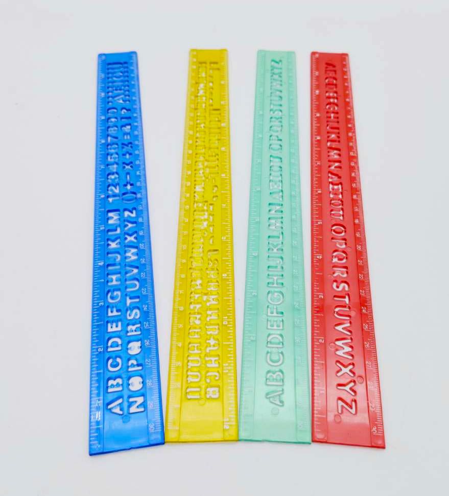 🔥(บรรจุ 12 ชิ้น) สุ่มลายฉลุ🔥 ไม้บรรทัดแข็ง พลาสติกPvC สีสดใส ฉลุลาย ...