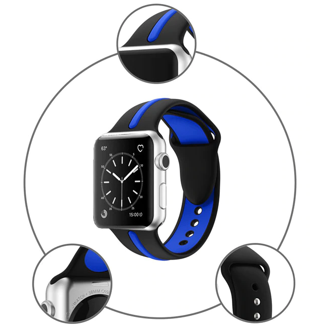 ส่งฟรี!! จากประเทศไทย สายนาฬิกาซิลิโคนกีฬาสองสี แอปเปิ้ลวอช ซีรี่ส์ 1/2/3/4/5 ขนาด 38/40 มม Watch Series 1 / 2 / 3 / 4 / 5 Size 38/40 mm. Two-tone Silicone Sport Watch Strap