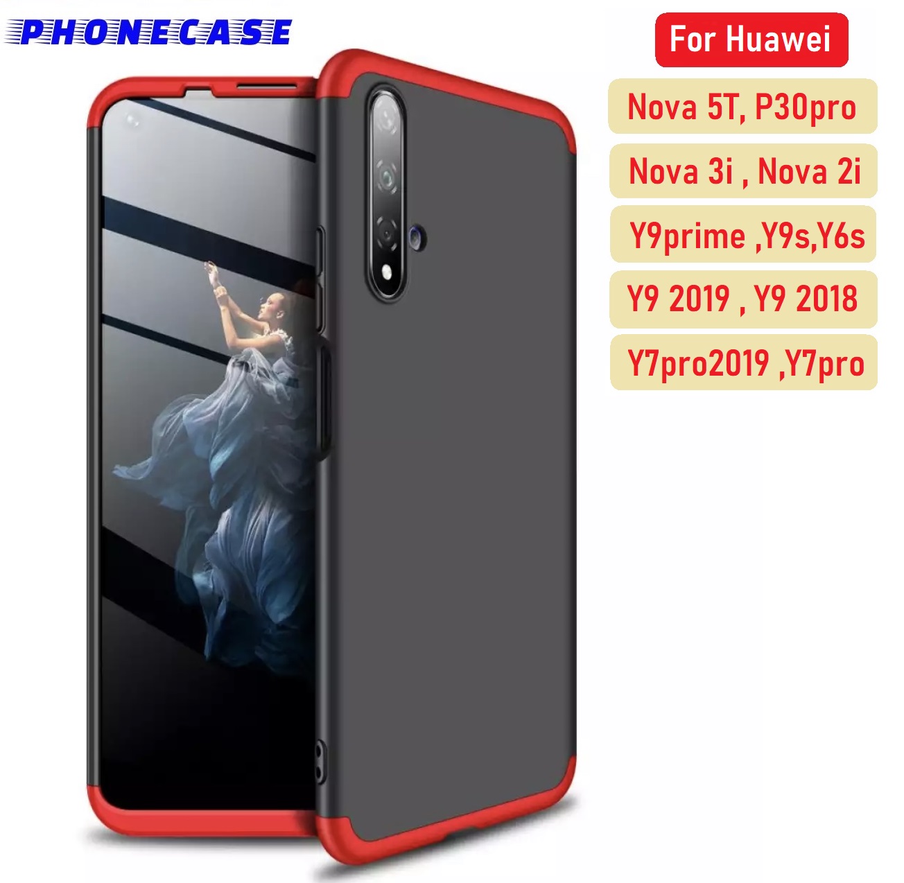 ❌รับประกันสินค้า❌Case GKK Huawei Nova5T Nova3i Nova2i GR5 2017 P30pro Y92019 Y7pro2019 Y9prime เคสGKK ของแท้ 100% Xiaomi Three-paragraph 360 Degreeเคสกันกระแทก เคส PC Protective Case Back Cover สี ดำขอบแดง สี ดำขอบแดงรูปแบบรุ่นที่ีรองรับ huawei GR5 2017
