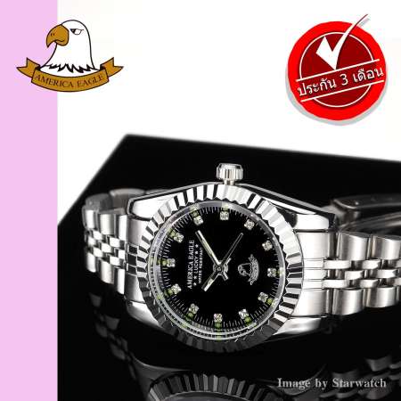 AMERICA EAGLE Watch นาฬิกาข้อมือผู้หญิง สายสแตนเลส รุ่น AE001L -Silver/Black