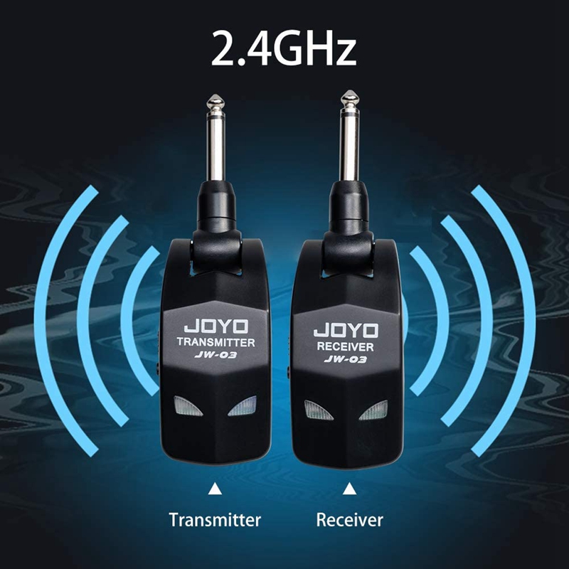 JOYO JW-03 2.4GHz Wireless Guitar System 4 Channels Rechargeable Audio Wireless Transmitter Receiver for Guitar Bass