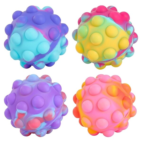 4Pcs- It Fidget 3D Elastic Ball Soft Parent-Child Toy Stress Reliever Toy Push-Pop Bubble Decompression Silicone Toys
