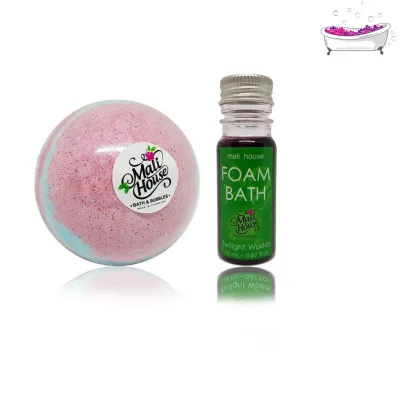 ❀◄☄ Duo Bath Bomb - Foam Bath บาธบอมสบู่สปาสำหรับแช่ในอ่างและเจลสปา Twilight Woodsสีม่วง 150g-20ml.