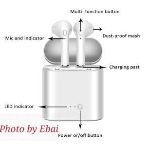 Ebai i7 mini TWS Bluetooth 4.2 Mini Wireless Bluetooth พร้อมกล่องชารจ์ หูฟัง บลูทูธ 2 ข้าง Sterio Wireless Music Bluetooth Earphone 4.2 Stereo หูฟังไร้สายแบบคู่ for iPhone & Samsung โทรศัพท์ทุกรุ่น