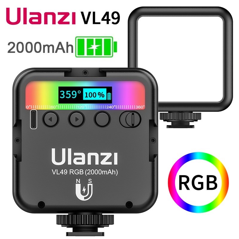 Ulanzi VL-49 Mini RGB LED Video Light 2000mAh Portable Pocket Photographic Lighting Vlog Fill Light Smartphone DSLR SLR