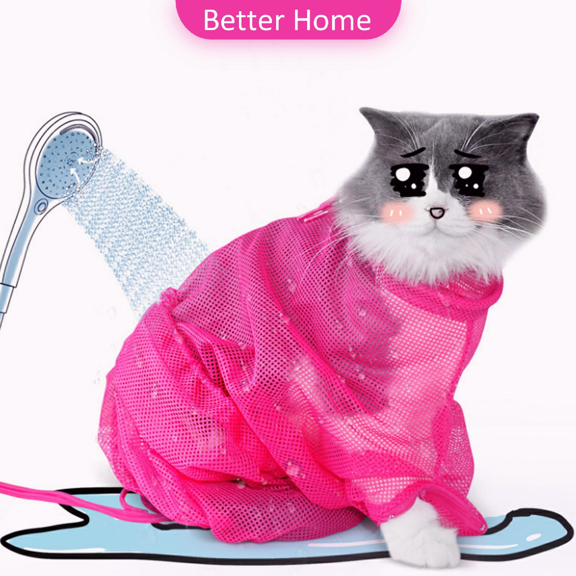 ถุงอาบน้ำแมว พร้อมส่ง ถุงตาข่ายอาบน้ำแมว ถุงตัดเล็บแมว ถุงฉีดยาแมว แคะหูแมว อเนกประสงค์  Cat bath bag