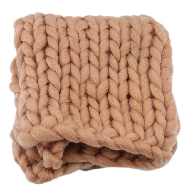 New Arrivals knitted Wool Crochet Baby Blanket Newborn Photography Props Chunky Knit Blanket Basket Filler