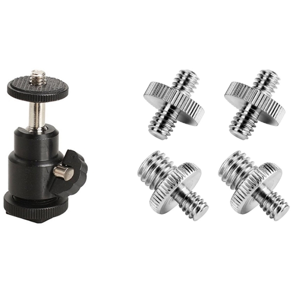 Giá bán 1x Hot Shoe Holder & 4x 1/ 4 Inch Male to 1/ 4 Inch Male Screw 1/ 4 Inch Male to 3/ 8 Inch Male Threaded Screw Adapter