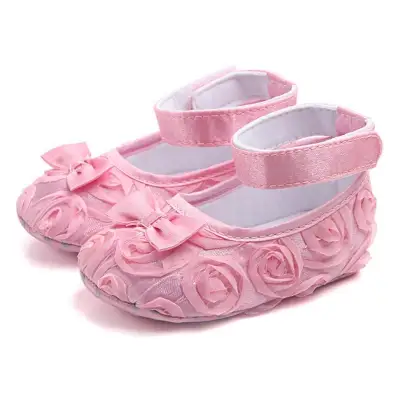 Summer Baby Girl Crib Shoes Toddler Soft Sole Rose Flower Anti Slip Shoes