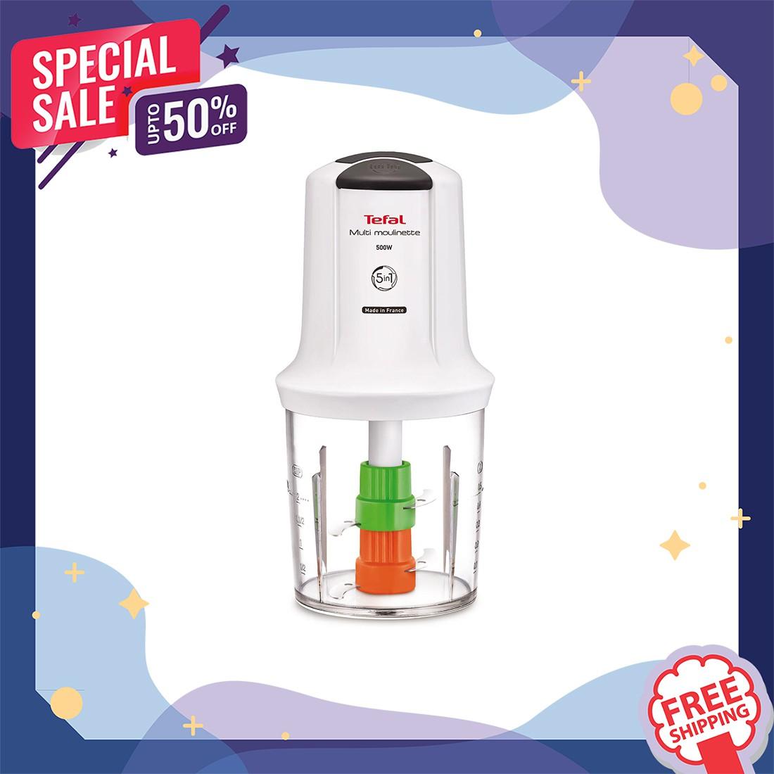 Sale 50% ค่าส่งฟรี เครื่องปั่น Tefal เครื่องบดสับ 5 IN 1 (0.5 ลิตร ,500 วัตต์) รุ่น MQ722111 ของแท้ 100% เครื่องปั่นหมู เครื่องสับบด เครื่องปั่นอาหาร โถปั่นอาหาร เครื่องบดเนื้อ เครื่องบดหมู เครื่องบดอาหาร เครื่องบดพริก