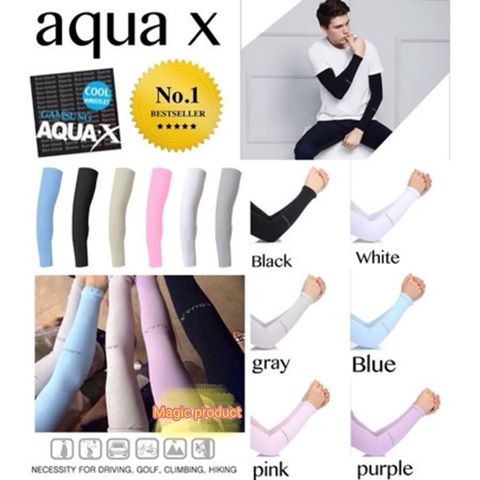 ปลอกแขน ปลอกแขนกันแดด ปลอกแขนกันแดด UV จากเกาหลี ป้องกัน UV ปลอกแขน AQUA-X (สีดำ) 1 คู่ 2 ชิ้น ซ้าย+ขวา พร้อมซองเก็บ ป้องกันแสง UV 99% ยืดหยุ่นได้ดี ใส่สบาย เนื้อผ้าไร้รอยต่อไม่ระคายเคืองผิว ราคาถูกที่สุด ผลิตจาก เกาหลี เนื้อผ้านุ่มยืดหยุ่นได้ดี สวมใส่บาย