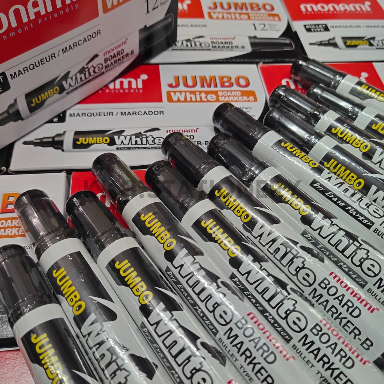 ปากกาไวท์บอร์ด จัมโบ้ Monami Jumbo whiteboard marker มี 4 สี น้ำเงิน ดำ