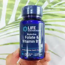 ภาพขนาดย่อของภาพหน้าปกสินค้าโฟเลท วิตามินบี 12 BioActive Folate & Vitamin B12, 90 Vegetarian Capsules (Life Extension) Folic โฟเลต โฟลิค B-12 จากร้าน iBody Thailand บน Lazada ภาพที่ 1