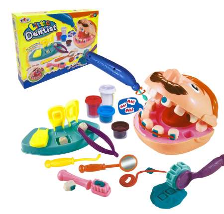 KIDTOYS ของเล่นจำลอง ชุดหมอฟัน + มีที่ใส่ฟัน แป้งโด แม่พิมพ์ฟัน เครื่องเจาะฟัน และอื่นๆ ขนาด ย 33.5*ก 6*ส 25.5 ซม