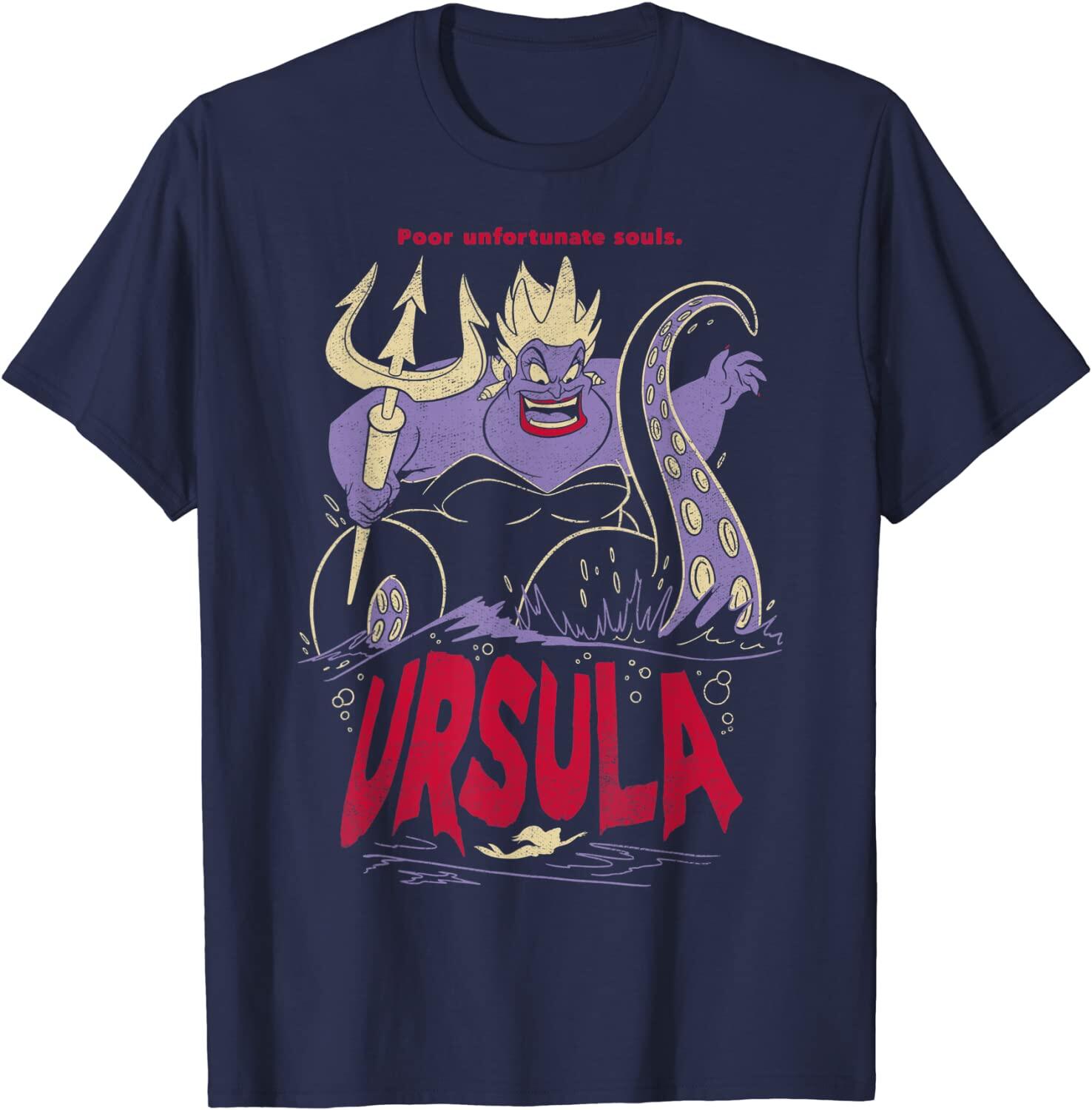 leeeมิกกี้เสื้อยืดสั้น2021 Disney The Little Mermaid Ursula Graphic T ...