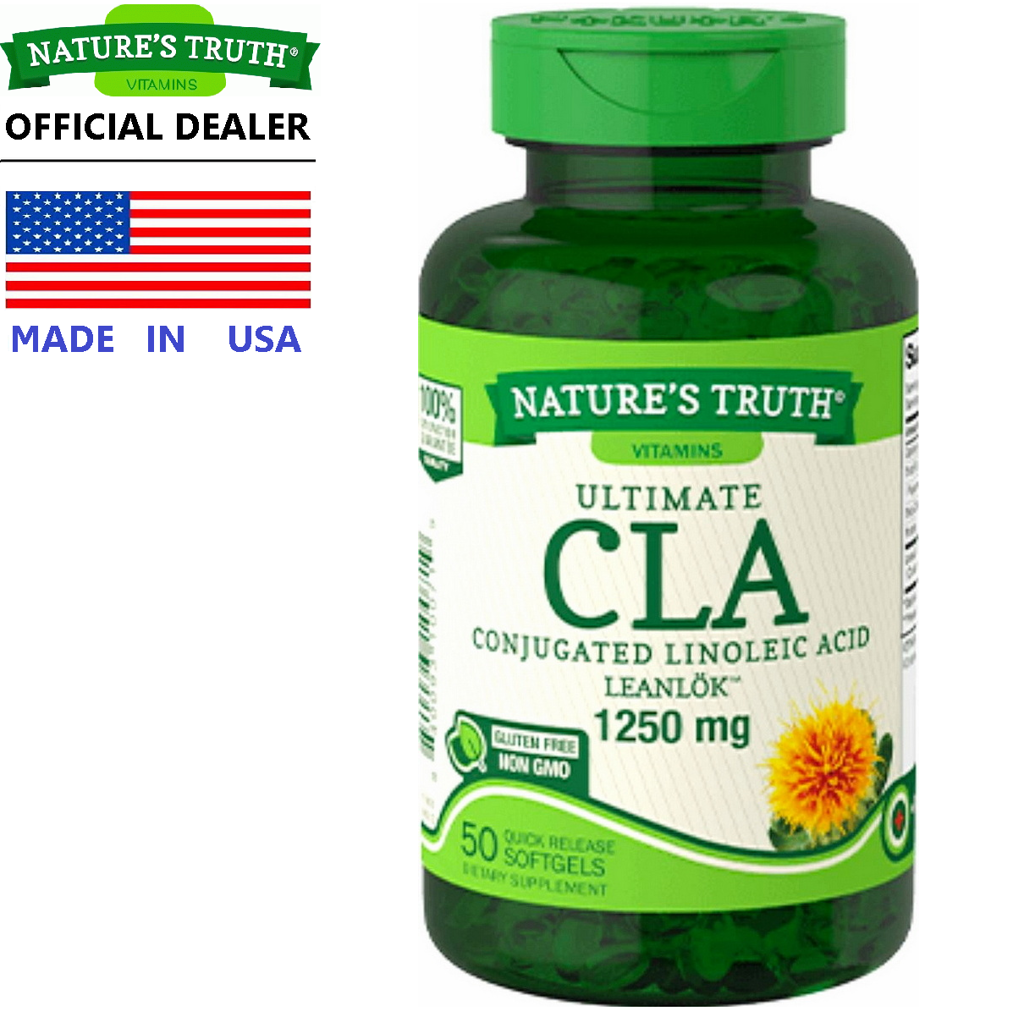 Nature’s Truth CLA 1,250 mg x 50 เม็ด เนเจอร์ทรูทร์ ซีแอลเอ จากดอกคำฝอย โอเมก้า6 / กินร่วมกับ แอปเปิ้ลไซเดอร์ ส้มแขก ชาเขียวสกัด คาร์นิทีน ข้าวยีสต์ แดง สารสกัดถั่วขาว โพรไบโอติก ครีเอติน บีซีเอเอ เวย์โปรตีน /