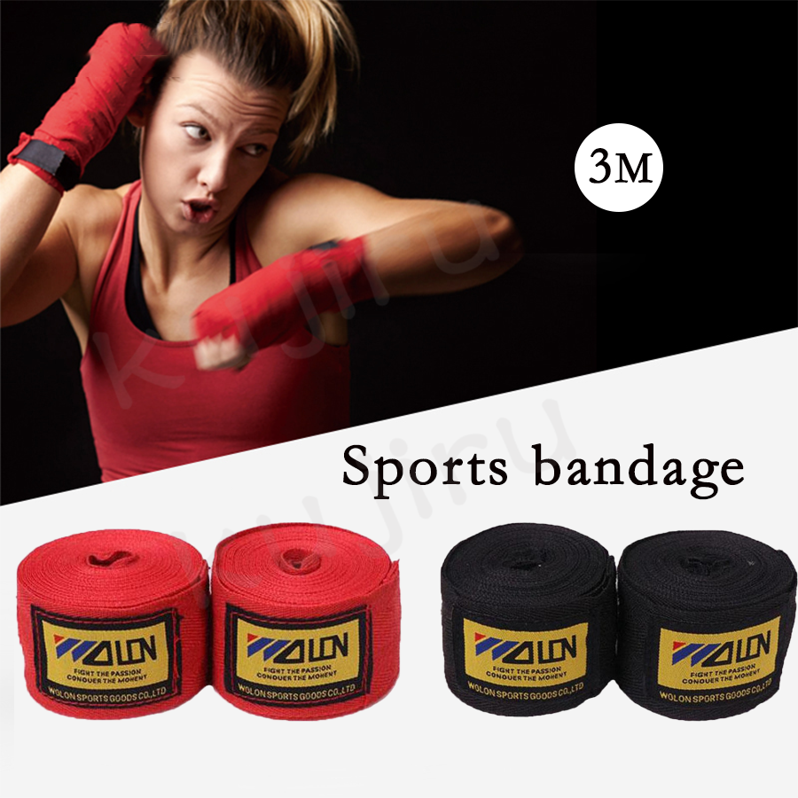 ผ้าพันมือ ซ้อมชกมวย ยาว ผ้าพันมือซ้อมมวย 5cm ยาว 3m Cotton Muay Thai MMA Taekwondo Hand Gloves Wraps Boxing Bandage Boxing Strap kujiru