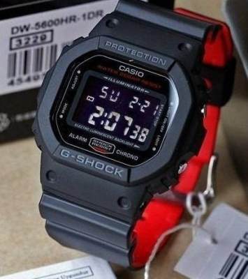 Win Watch Shop นาฬิกา Casio G-Shock รุ่น DW-5600HR-1DR นาฬิกาผู้ชายสายเรซิ่น สีดำ/แดง สุดฮิต - มั่นใจ ของแท้ 100% ประกัน CMG 1ปีเต็ม (ส่งฟรี ทั่วไทย)