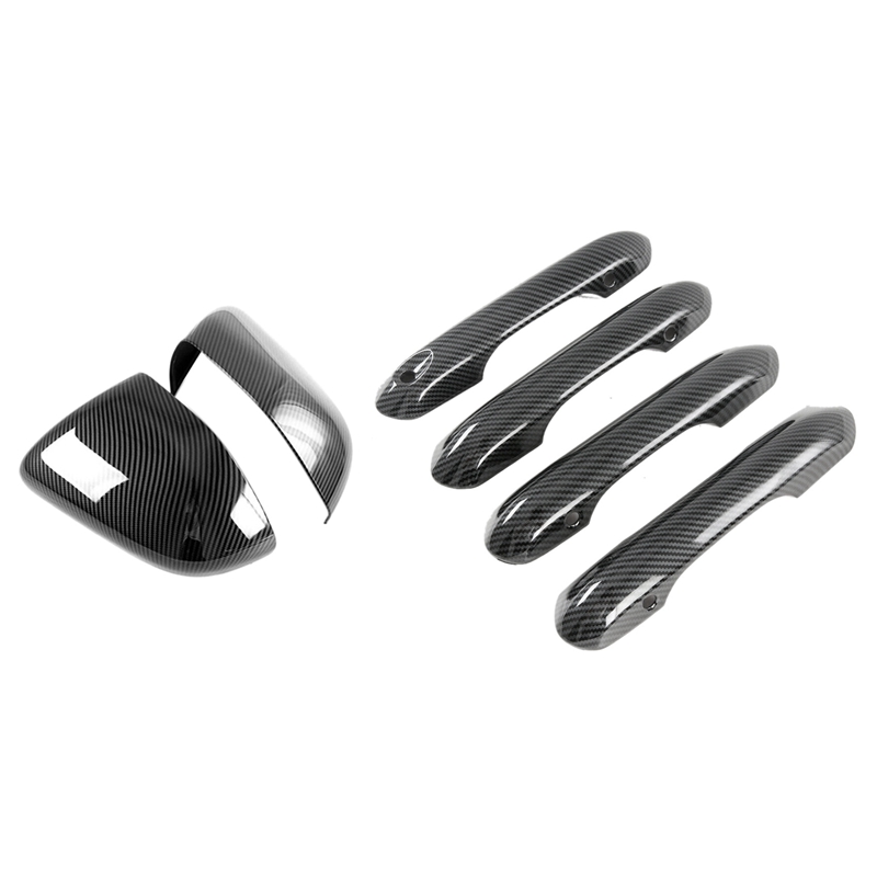 2 Set Car Accessories: 1 Set Exterior Side Door Handle Protector Cover & 1 Set RearView Mirror Frame Cover