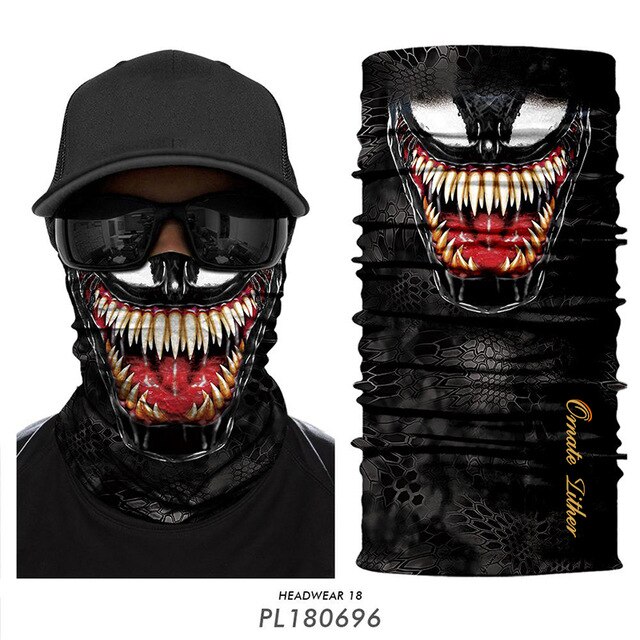 Venom Cycling Bandanas Scarf Camouflage Headband Face Shield Sports Skull Neck Gaiter Facemask Flag Neck Warmer Winter Balaclava