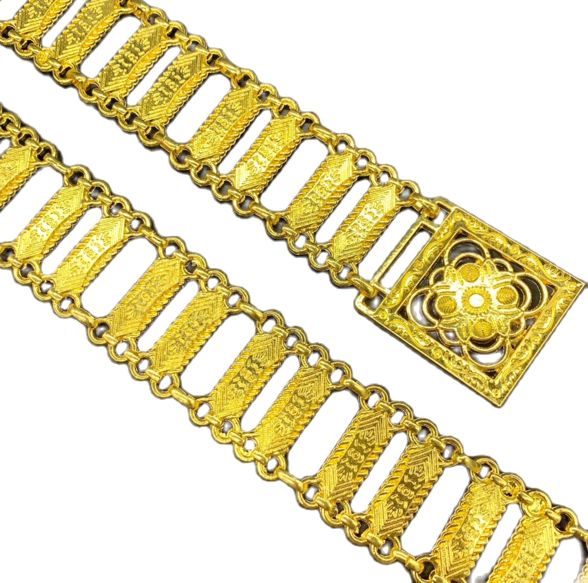 Vintage jewelry เข็มขัด อีสานชุดล้านนาไทหัวเข็มขัดสีทอง
