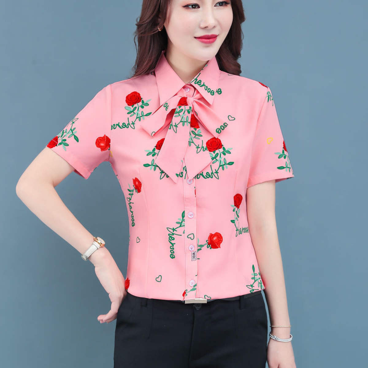 (จัดส่งจากประเทศไทย) เสื้อเชิ้ตแขนสั้นผู้หญิงฤดูร้อนปี 2022 ใหม่สไตล์ ...