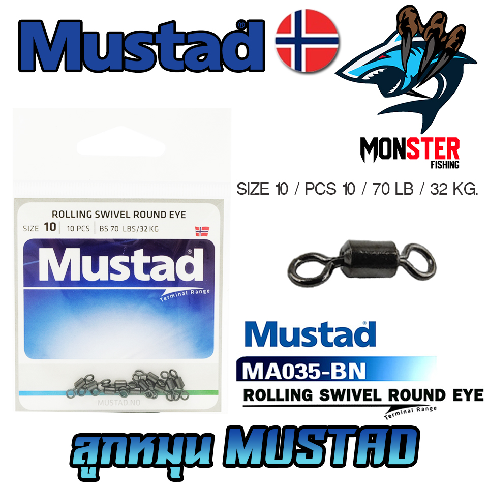 50 Pezzi Di Girelle Mustad Rolling Eye 77900 (MA035-BN) - Tutte Le Misure - Per Pesca D'altura