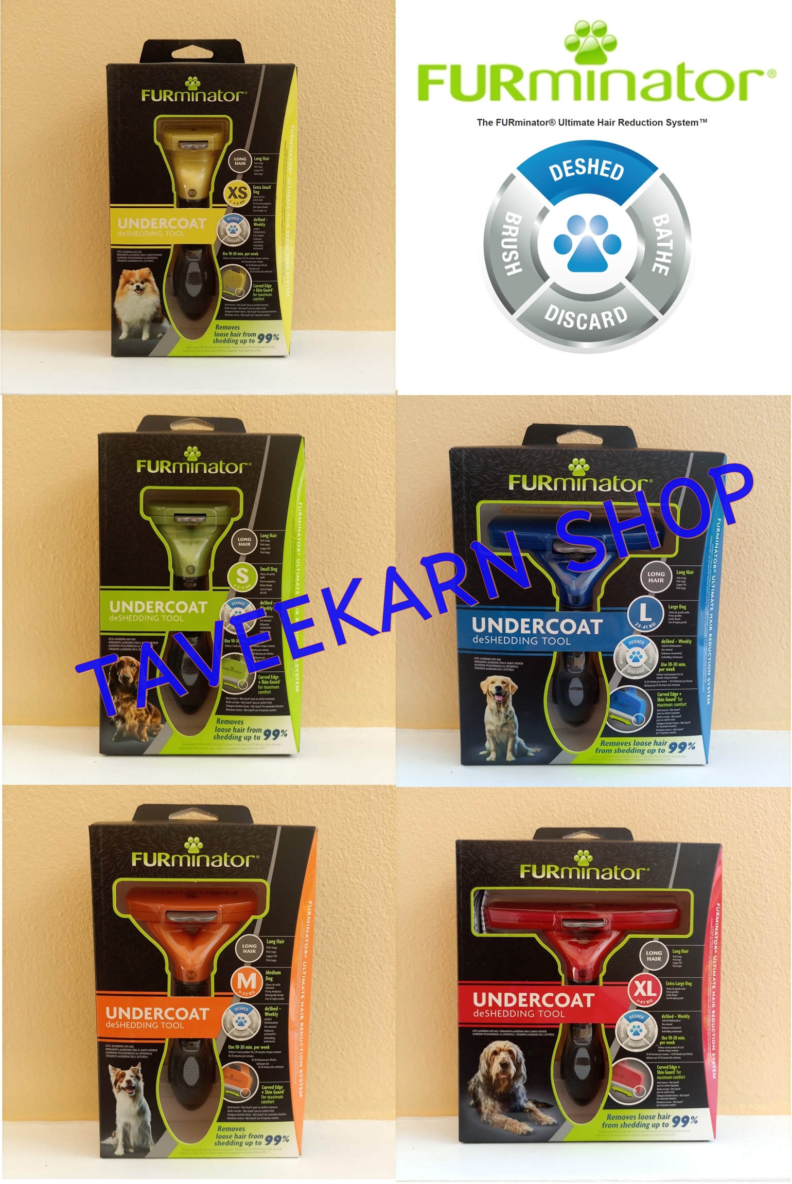 FURminator® ของแท้ หวีสางขนสุนัขอย่างดี แปรงสางขนสุนัขขนยาว ลดขนร่วง