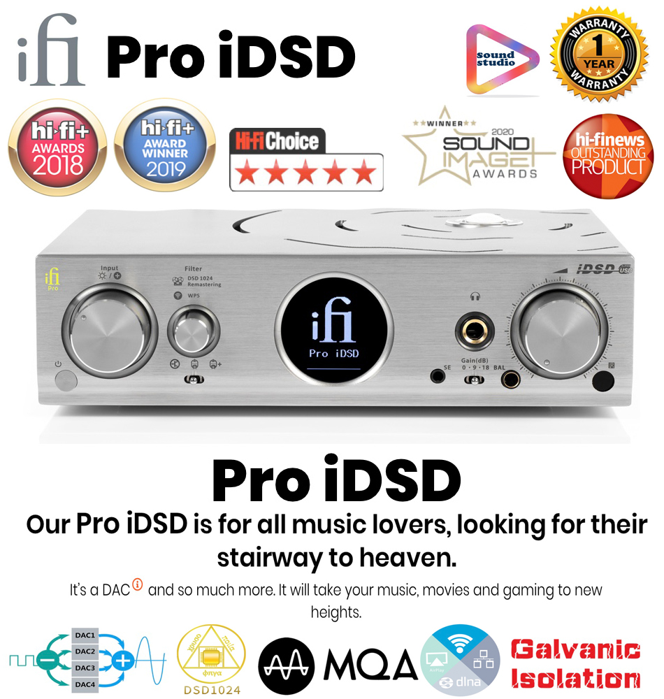 iFi Pro iDSD 4.4 Desktop DAC/Tube/Solid State/Headphone Amplifier/Wireless Audio Streamer/USB/SPDIF/Optical Inputs for Home Stereo (มีประกัน 1 ปี)