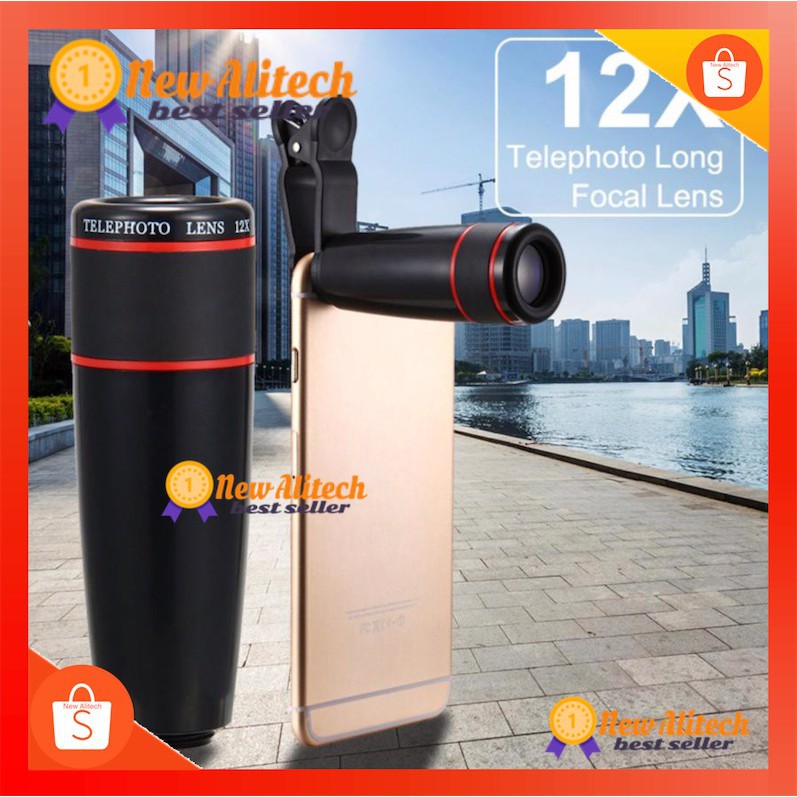 New Alitech เลนส์ติดโทรศัพท์ สมาร์ทโฟน 12X Zoom Phone Telephoto Camera Lens With Clip