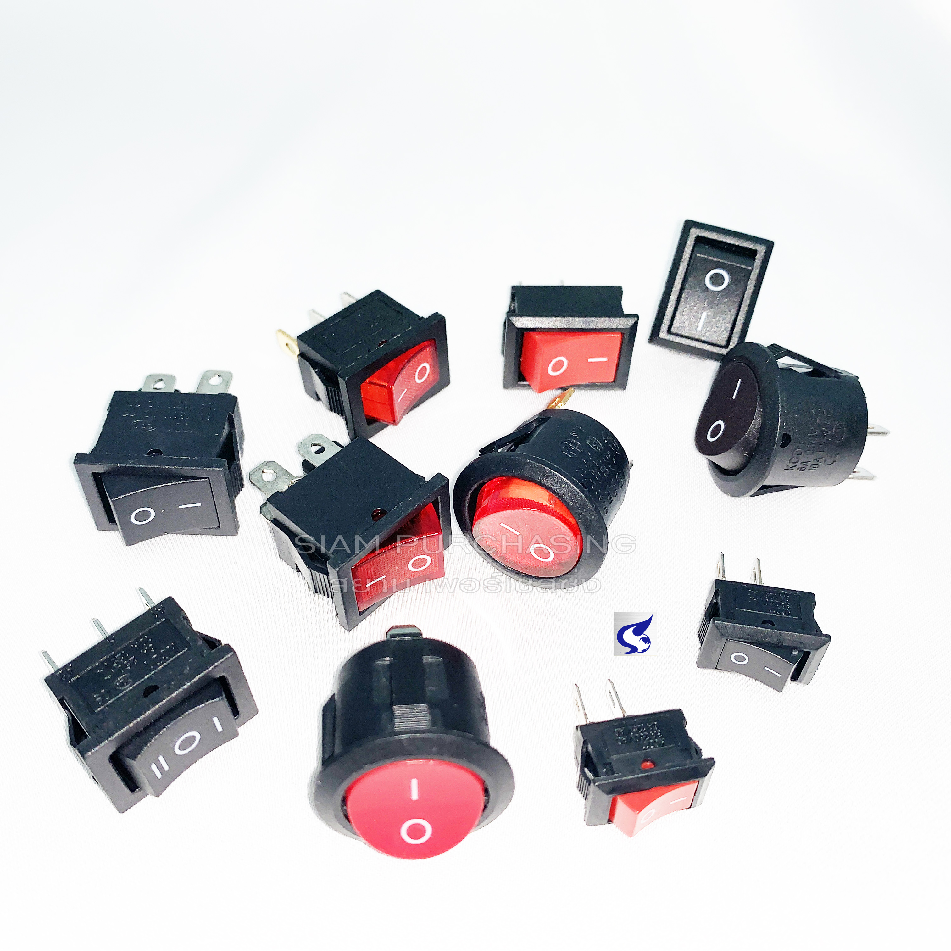 KCD1 KCD1-105 สวิตซ์เปิด-ปิด 2ขา สีแดง/สีดำ ตัวกลม 6A 250V 10A 125V ...