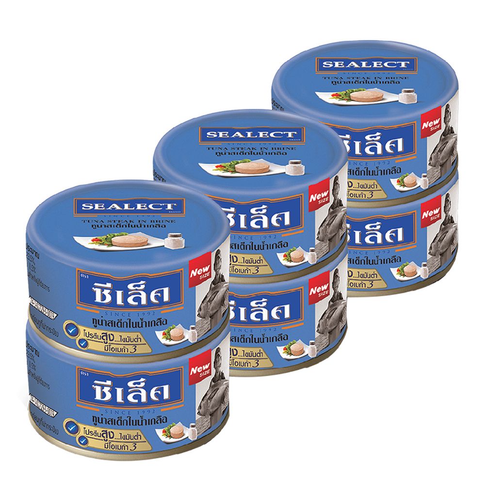 ซีเล็ค ทูน่าสเต็กในน้ำเกลือ 80 กรัม x 6 กระป๋อง/Selecta Tuna Steak in Brine 80g x 6 Cans