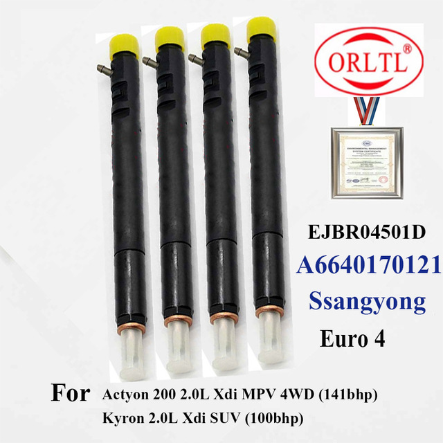 4PC/Set Diesel Fuel Injector EJBR04501D, EJBR03301D EJBR04601D, EJBR02601Z ,EJBR04701D A6640170121 For Delp hi SSANGYONG Euro 3
