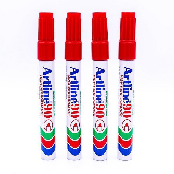 Electro48  ปากกามาร์คเกอร์ อาร์ทไลน์ หัวตัด 2.0-5.0 มม. ชุด 4 ด้าม (สีแดง) เขียนได้ทุกพื้นผิว กันน้ำ