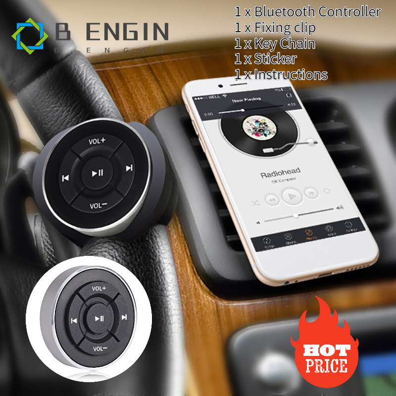【มีของพร้อมส่ง】COD Bluetooth4.0 Car Bluetooth Controller Steering Wheel Phone Remote Control