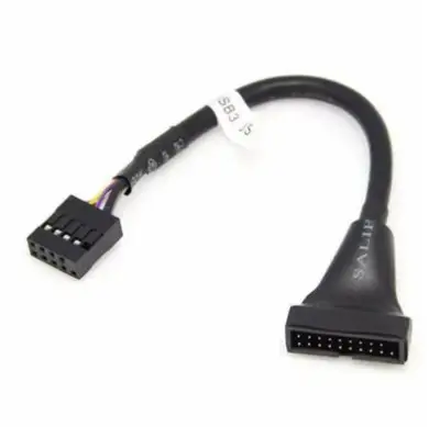 USB 2.0 9Pin Motherboard Female to USB 3.0 20Pin Housing Male Adapter Cable