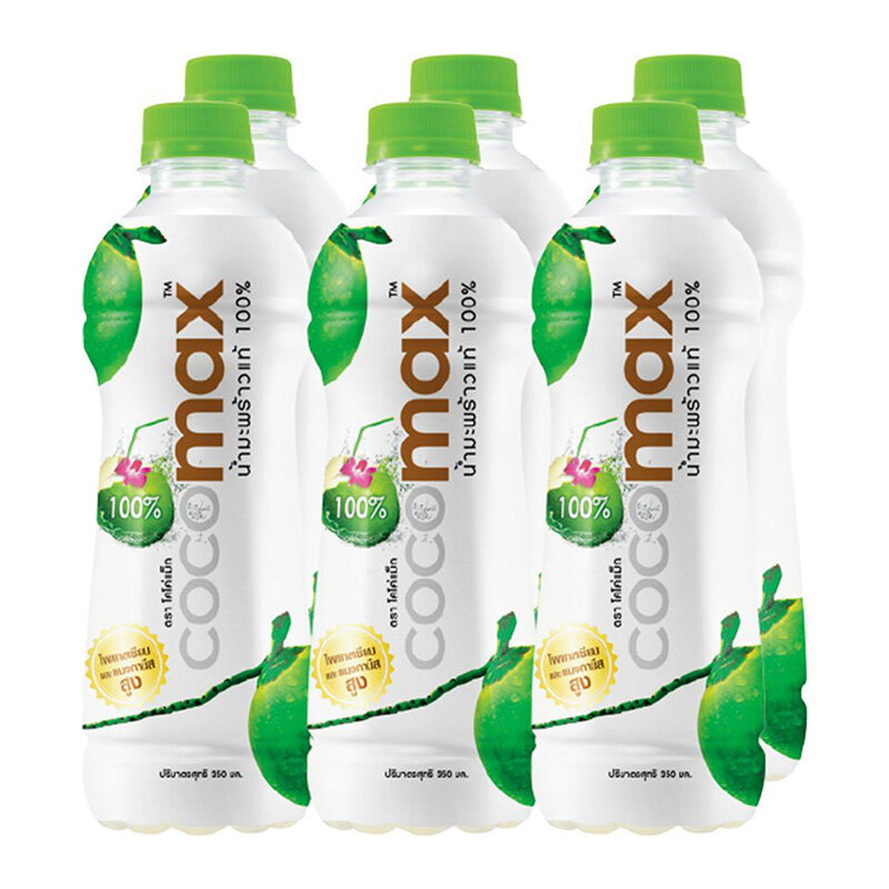 ขายดี!! Cocomax น้ำมะพร้าวแท้  100% ปริมาณ 350 มล. (1 แพ็ก 6 ขวด)