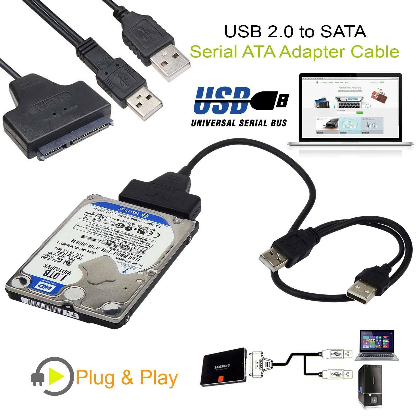 USB 2.0 To SATA 2.5″ Adapter Cable Reader for External SSD Hard Disk Drive
