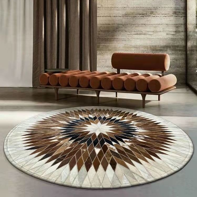 【Ready】 American Retro Round Living Room Carpet Light Luxury Rugs for ...
