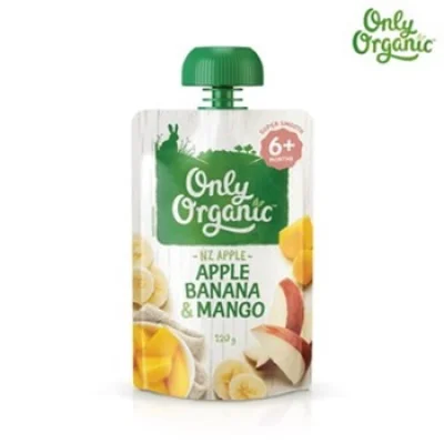 Only Organic แอปเปิ้ล กล้วย & มะม่วง , Organic Baby Foods 6+ Months 5.0