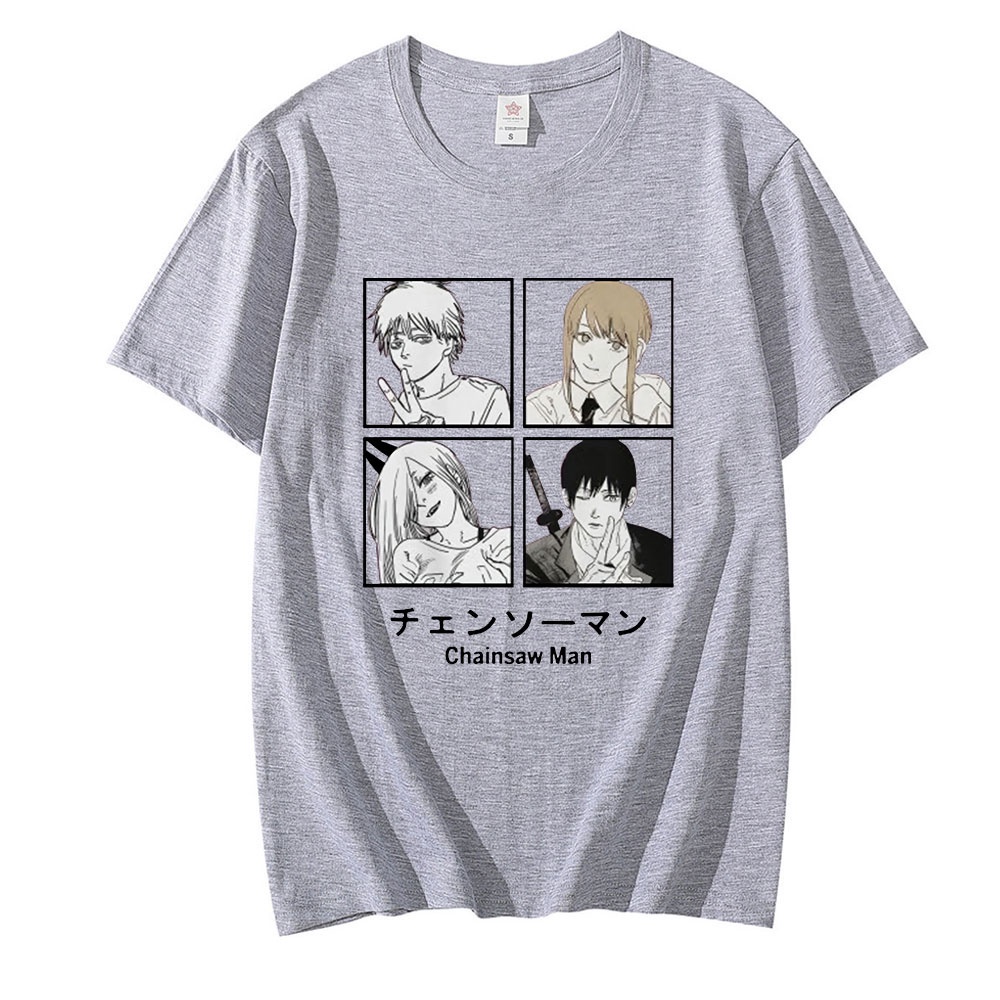 T-shirt Homme Anime Chainsaw Man (Denji, Makima, Pochita) - Coton, Coupe Régulière, Marque TrendyTeeShop