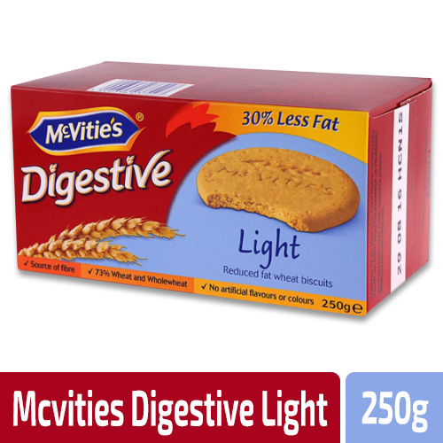 Mcvitie's Digestive 250g LIGHT แมคไวตี้ส์ไดเจสทีฟบิสกิตข้าวสาลี 250กรัม